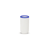 "Ligne Tall Cup White With Cobalt Blue Rim" - Glassware in multicolor by Tina Frey