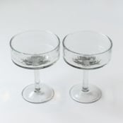 "Handblown Hammered Coupe Cocktail Glasses - Clear - Set of 4" - Glassware in clear by Powered By People