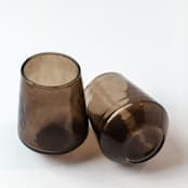 "Handblown Hammered Glass Water Tumbler - Smoke - Set of 4" - Glassware in gray by Powered By People
