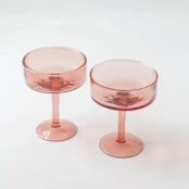 "Handblown Hammered Coupe Cocktail Glasses - Blush - Set of 4" - Glassware in pink by Powered By People