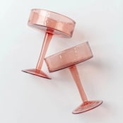 "Handblown Hammered Coupe Cocktail Glasses - Blush - Set of 4" - Glassware in pink by Powered By People