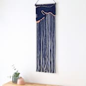 "Crescent Bay II" - Original Textile Art in blue by Bharti Trivedi