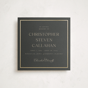 "Timeless Charm" - Foil Press Memorial Cards in Charcoal by Lucrecia Caporale - Front