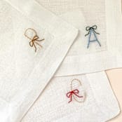 "Personalize Ribbon Letter Cocktail Napkins - Set of 4" - Napkins in white by Jessica Penley