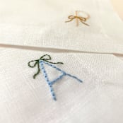 "Personalize Ribbon Letter Cocktail Napkins - Set of 4" - Napkins in white by Jessica Penley
