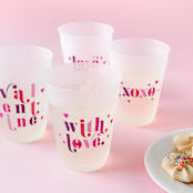 "Valentine Frosted Plastic Cups, Pack of 12" - Paper and Plastic Cups in multicolor by ForYourParty