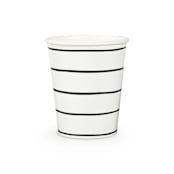 "Ink Frenchie Striped 9 oz Cups" - Paper and Plastic Cups in black by Jollity and Co