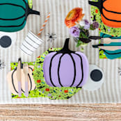 "Ink Frenchie Striped 9 oz Cups" - Paper and Plastic Cups in black by Jollity and Co