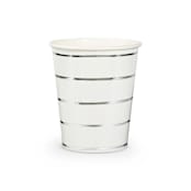 "Silver Metallic Frenchie Stripes 9 oz Cups - Pack of 8" - Paper and Plastic Cups in natural by Jollity and Co