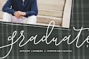 "Preppy Plaid Grad" - Stationery in Graphite by Liza Liss - Close-Up