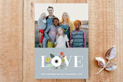 "Floral Type Photo Card" - Stationery in Dusty Blue by Amber Barkley - Front