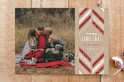 "Herringbone Band Photo Card" - Stationery in Crimson by Amber Barkley - Front