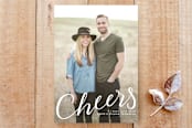 "Cheers Calligraphy Card" - Stationery in White by The Chatty Press - Front