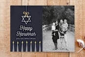 "Happy Hanukkah Star" - Stationery in Navy by Elky Ink - Front