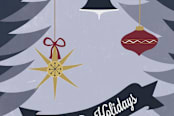 "Vintage Holiday Greeting" - Stationery in Navy by Elky Ink - Close-Up