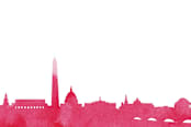 "Skyline DC stationery" - Stationery in Magenta by Laura Condouris - Close-Up