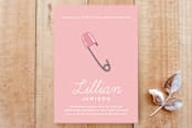 "Baby Diaper Pin" - Stationery in Pink Taffy by Faith Harlow - Front