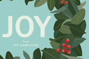 "Joy Holiday Wreath" - Stationery in Aqua by Faith Harlow - Close-Up