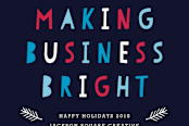 "Making Business Bright Corporate Holiday Card" - Stationery in Berry by Luckybug Designs - Close-Up