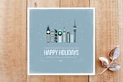 "Winter Cityscapes " - Stationery in Powder Blue by Angelene - Front