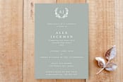 "Monogram and Laurel Wreath Graduation Invitation" - Stationery in Bamboo by itsjensworld - Front