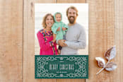 "Snowflake Flourish Frame Holiday Photo Card" - Stationery in Teal by Amber Barkley - Front