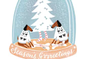 "Doggy Holiday" - Stationery in Frosty Blue by Jan Shepherd - Close-Up