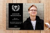 "Doctor of Medicine Laurel Wreath Photo Announcement" - Stationery in Noir by itsjensworld - Front