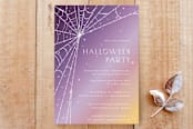 "Sparkling Spiderweb Halloween Party Invitation" - Stationery in Purple Sunset by itsjensworld - Front