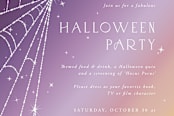"Sparkling Spiderweb Halloween Party Invitation" - Stationery in Purple Sunset by itsjensworld - Close-Up