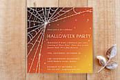 "Square Sparkling Spiderweb Halloween Party Invitation" - Stationery in Orange Sunset by itsjensworld - Front