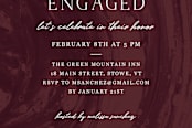 "Marbled Engagement Party Invitation" - Stationery in Ruby by Amber Barkley - Close-Up