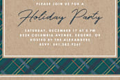 "Winter Plaid Holiday Party Invitation" - Stationery in Teal by Amber Barkley - Close-Up