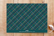 "Winter Plaid Christmas Card" - Stationery in Teal by Amber Barkley - Back of Card