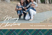 "Winter Plaid Christmas Card" - Stationery in Teal by Amber Barkley - Close-Up