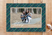 "Winter Plaid Holiday Card " - Stationery in Teal by Amber Barkley - Front