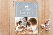 "Vintage Bunny Easter Photo Card" - Stationery in Chambray by Amber Barkley - Front