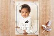 "Vintage Bunny Frame Easter Photo Card " - Stationery in Onyx by Amber Barkley - Front