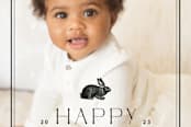 "Vintage Bunny Frame Easter Photo Card " - Stationery in Onyx by Amber Barkley - Close-Up