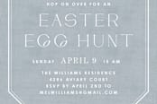 "Vintage Bunny Easter Egg Hunt Invitation" - Stationery in Chambray by Amber Barkley - Close-Up