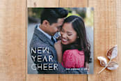 "Deco Cheer New Year's Photo Card (Square)" - Stationery in Ice by Amber Barkley - Front