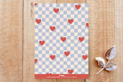 "Checkered Hearts Valentine's Day Photo Card" - Stationery in Cherry by Amber Barkley - Back of Card