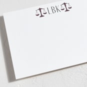 "Scales Of Justice Monogram" - Stationery in Burgundy by Lisa Travis - Close-Up