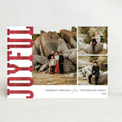 "Plaid Joyful Statement Multi-Photo Holiday Card" - Stationery in Winter Berry by Ashley Bird - Front