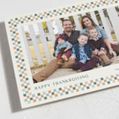 "Checkered Thanksgiving 1-Photo Card" - Stationery in Jade by Amber Barkley - Close-Up
