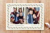 "Checkered Thanksgiving 2-Photo Card" - Stationery in Jade by Amber Barkley - Front