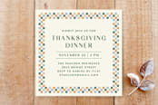 "Checkered Thanksgiving Dinner Invitation" - Stationery in Jade by Amber Barkley - Front