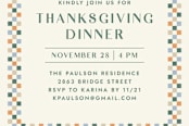 "Checkered Thanksgiving Dinner Invitation" - Stationery in Jade by Amber Barkley - Close-Up