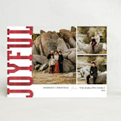 "Joyful in Plaid Multi Photo Holiday Card" - Stationery in Berry by Ashley Bird - Front