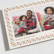 "Checkered Holiday 2-Photo Card" - Stationery in Crimson by Amber Barkley - Close-Up